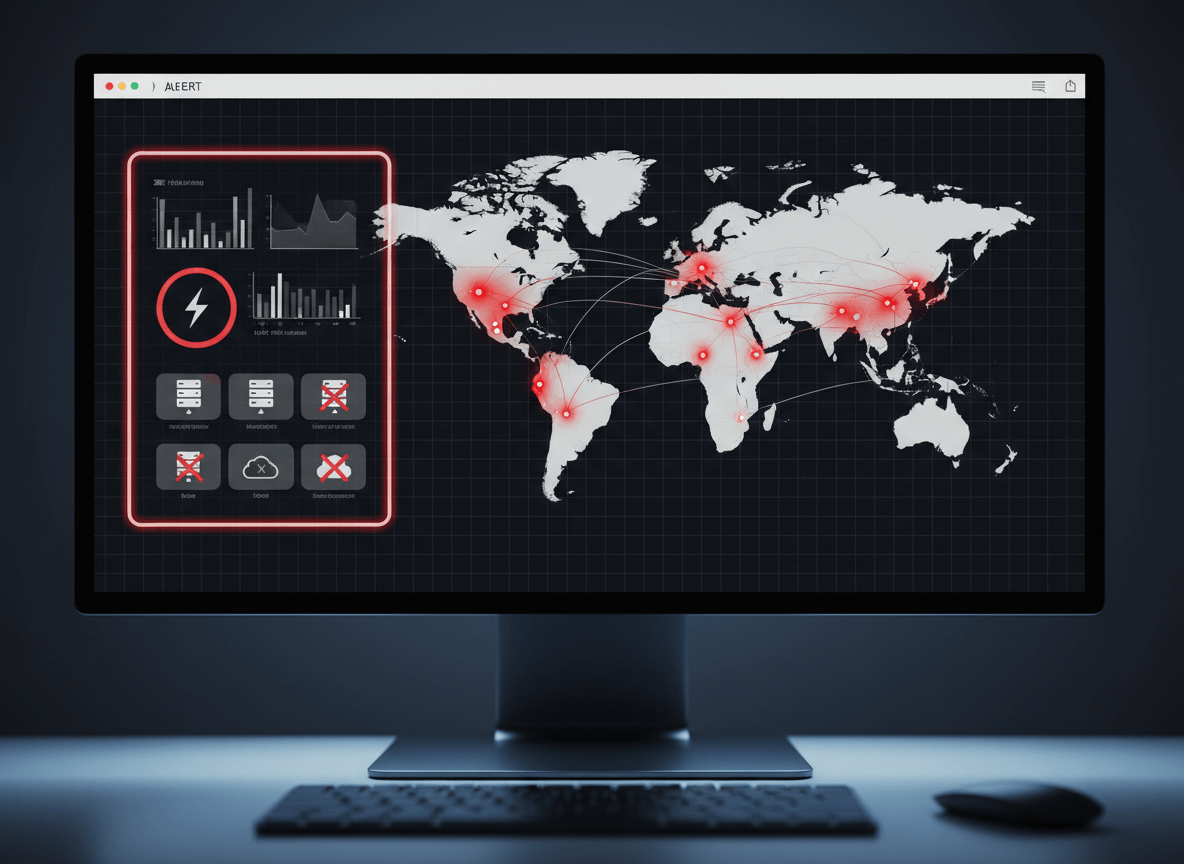 Cloudflare outage alert dashboard showing network disruption impacting businesses in British Columbia