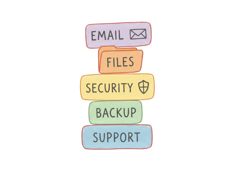 Visual overview of a simple IT stack for small organizations