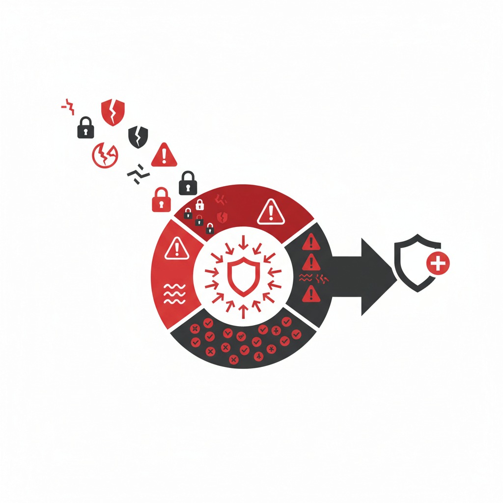 Firefly_Gemini Flash_Flat vector illustration showing vulnerability alerts being sorted and prioritized ba 867542