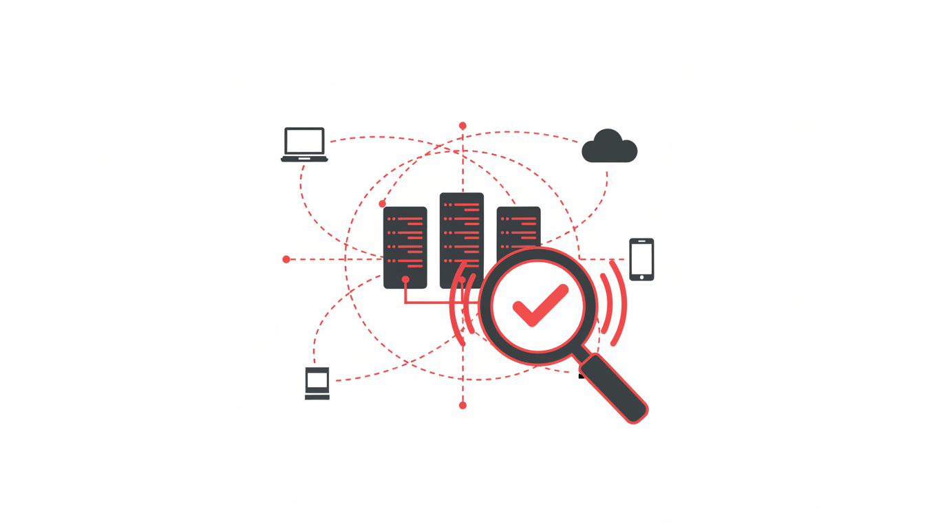Firefly_Gemini Flash_Minimalist flat vector illustration of a corporate network with connected servers and 867542