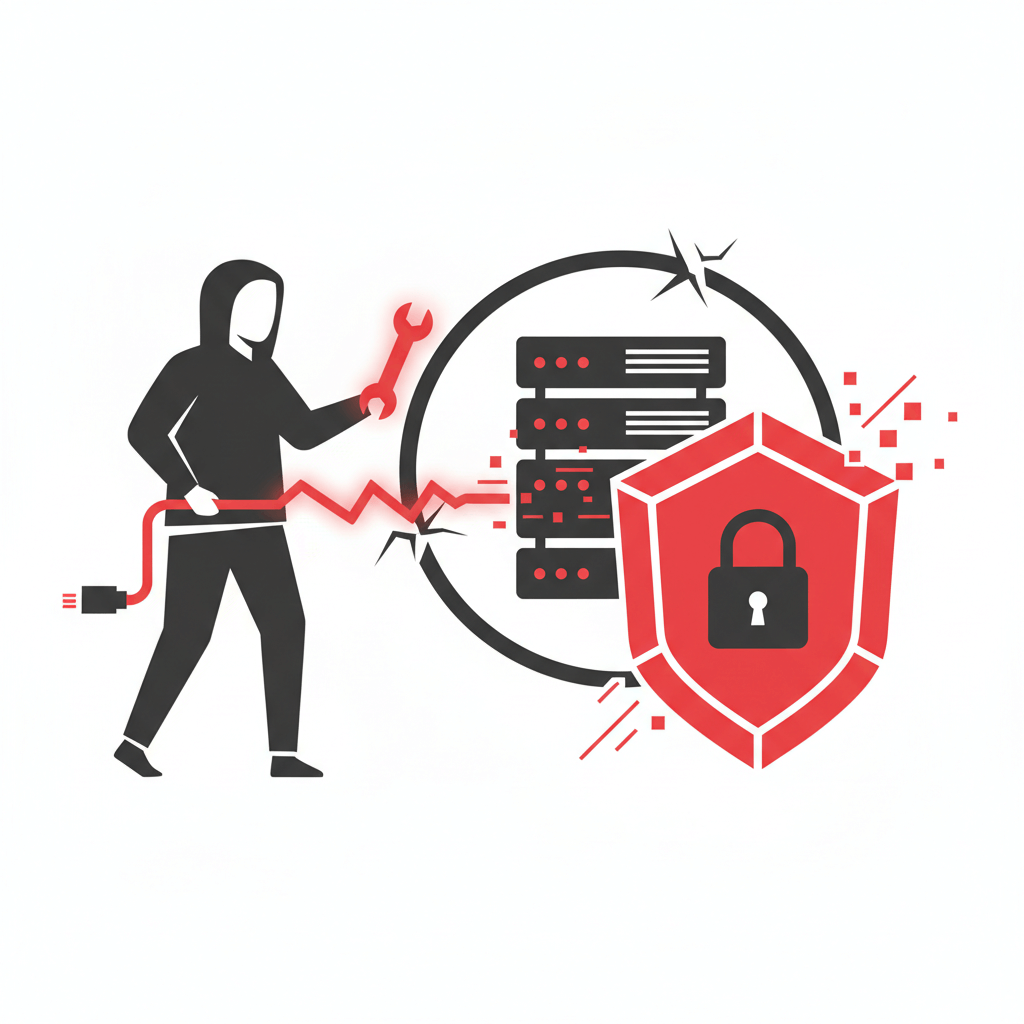 Firefly_Gemini Flash_Minimalist illustration of a cyber attacker attempting to exploit a vulnerable system 867542