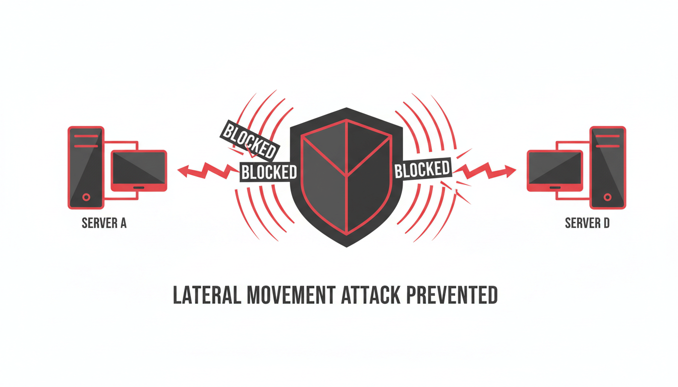 Firefly_Gemini Flash_Prompt- Flat vector cybersecurity illustration showing an attempted lateral movement 731743