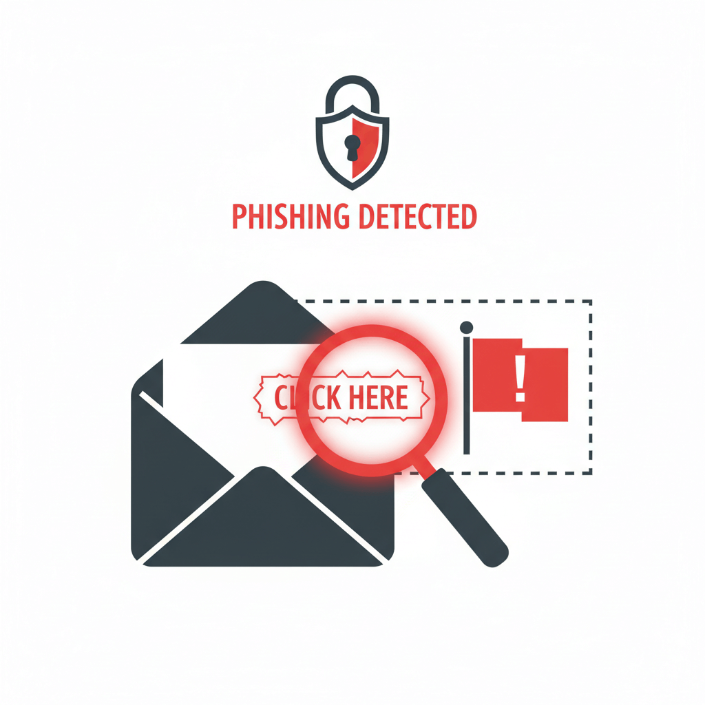 Firefly_Gemini Flash_Prompt-_Flat vector illustration of phishing email detection with a magnified malicio 731743 (1)